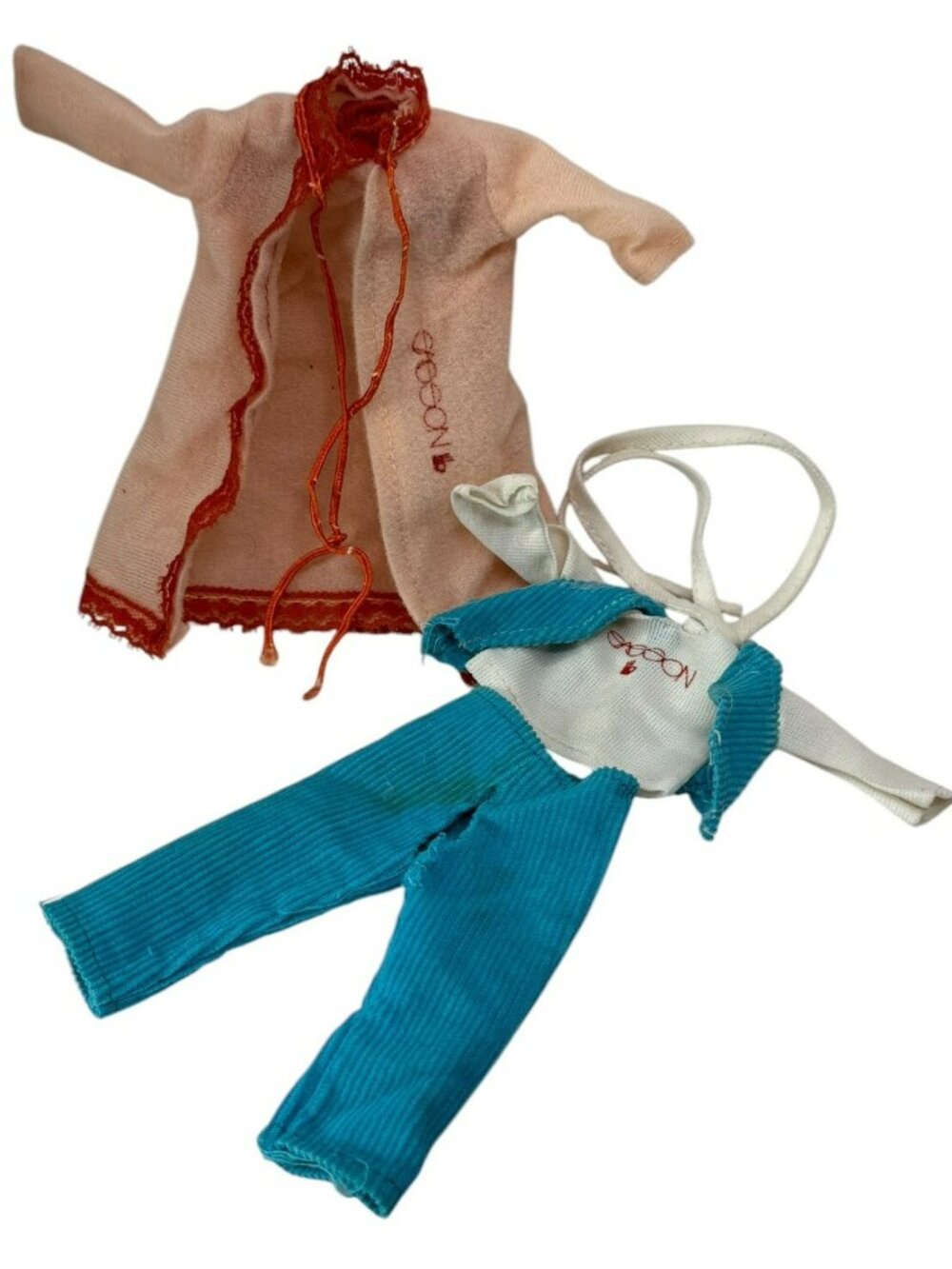 5 PC LOT Vogue Ginny 8" Doll Sasson Fashion Blue Corduroy Outfit +Nightgown/Robe